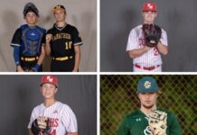 a series of four photos of baseball players